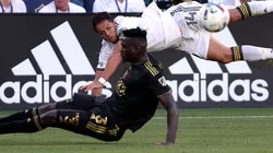 Jesús Murillo of Los Angeles FC and Javier Hernández of Los Angeles Galaxy