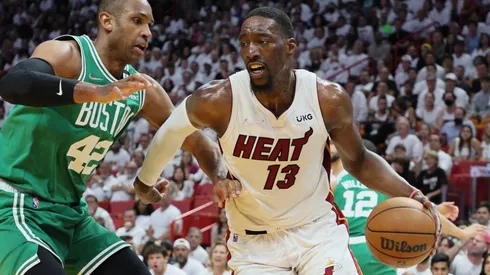 Bam Adebayo of the Miami Heat against the Boston Celtics