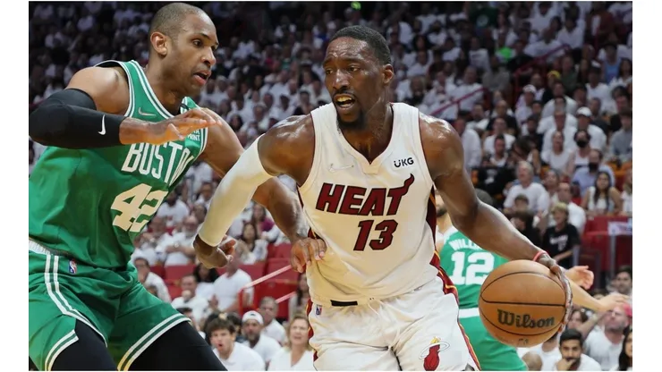 Bam Adebayo of the Miami Heat against the Boston Celtics