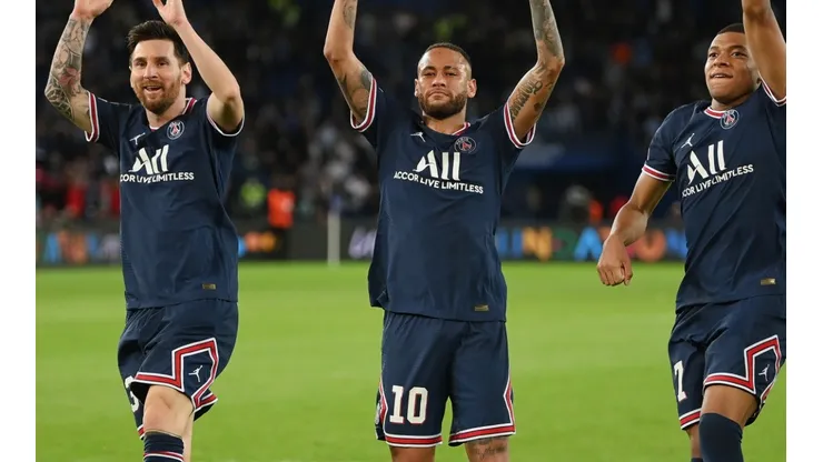 Lionel Messi, Neymar and Kylian Mbappe of PSG