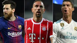 Lionel Messi, Franck Ribery, and Cristiano Ronaldo