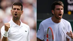 Novak Djokovic of Serbia and Cameron Norrie of Great Britain