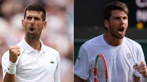 Novak Djokovic of Serbia and Cameron Norrie of Great Britain