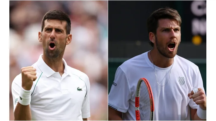 Novak Djokovic of Serbia and Cameron Norrie of Great Britain