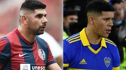 Nestor Ortigoza of San Lorenzo (left) and Marcos Rojo of Boca Juniors.