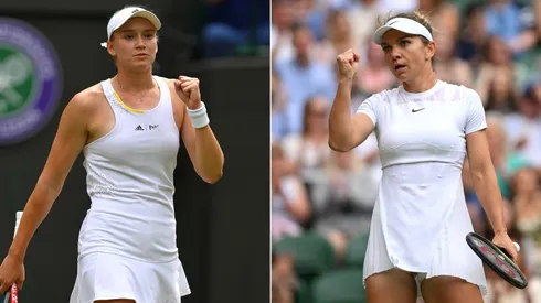Elena Rybakina (left) and Simona Halep