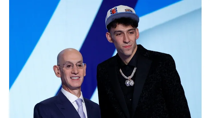NBA commissioner Adam Silver and Chet Holmgren