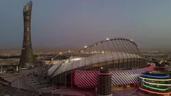 Khalifa Stadium at sunrise aqaiting for the 2022 FIFA World Cup at Qatar.