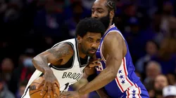 James Harden guarding Kyrie Irving