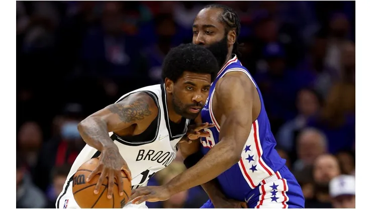 James Harden guarding Kyrie Irving