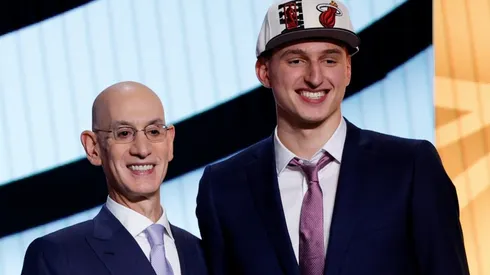 NBA commissioner Adam Silver and Nikola Jovic