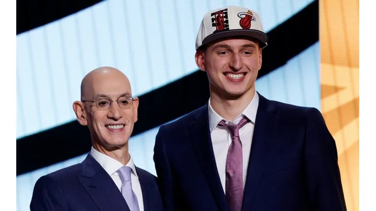 NBA commissioner Adam Silver and Nikola Jovic