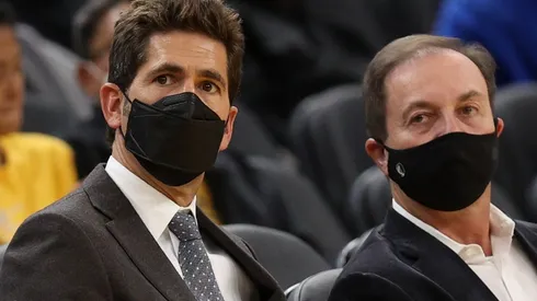Golden State Warriors general manager Bob Myers and owner Joe Lacob