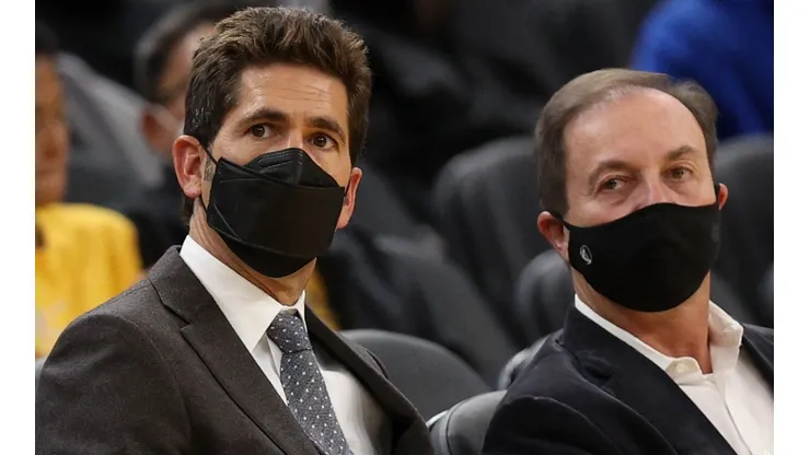 Golden State Warriors general manager Bob Myers and owner Joe Lacob