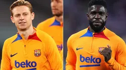 Frenkie De Jong and Samuel Umtiti of Barcelona