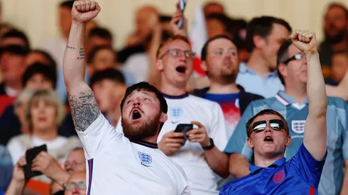English soccer fans cheering their national team against Hunary at the UEFA Nations League.