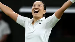 Harmony Tan of France during her Women's Singles First Round Match