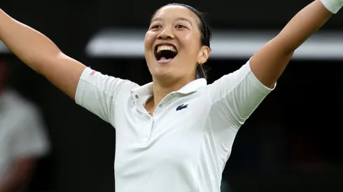 Harmony Tan of France during her Women's Singles First Round Match