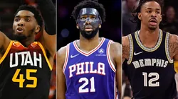 Donovan Mitchell of the Utah Jazz, Joel Embiid of the Philadelphia 76ers and Ja Morant of the Memphis Grizzlies