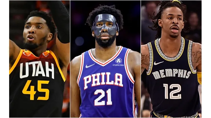 Donovan Mitchell of the Utah Jazz, Joel Embiid of the Philadelphia 76ers and Ja Morant of the Memphis Grizzlies