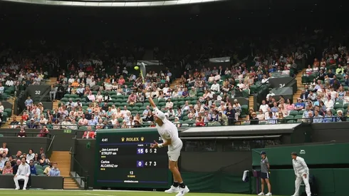 General view during the Men's Singles First Round match