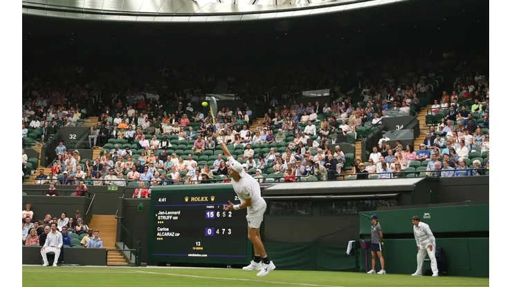 General view during the Men's Singles First Round match