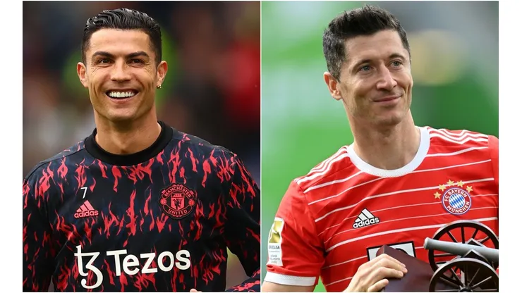 Cristiano Ronaldo of Manchester United and Robert Lewandowski of Bayern