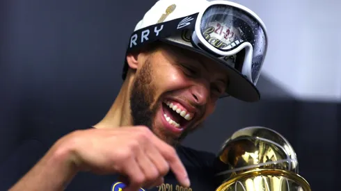 Curry after winning the 2022 NBA Finals against Celtics