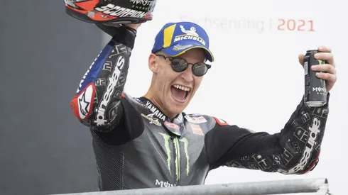 Fabio Quartararo celebrates his podium in Germany