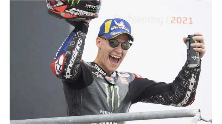 Fabio Quartararo celebrates his podium in Germany
