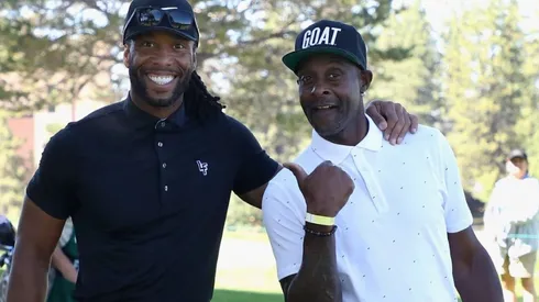 Fitzgerald (left) and Rice during a 2020 golf game