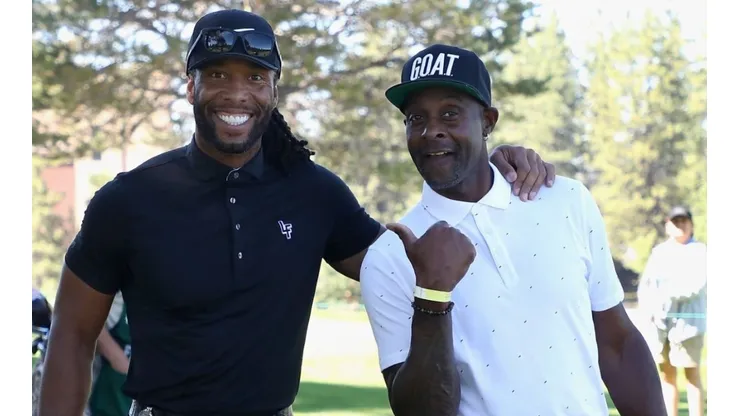 Fitzgerald (left) and Rice during a 2020 golf game