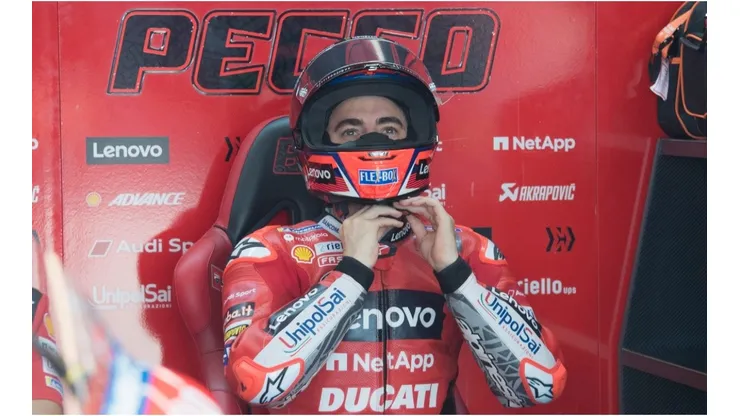 Francesco Bagnaia, poleman in Germany, prepares to start on box