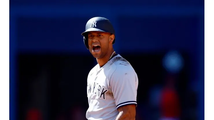 Aaron Hicks during the game against Blue Jays