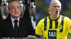 Florentino Perez of Real Madrid and Erling Haaland