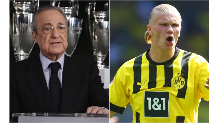 Florentino Perez of Real Madrid and Erling Haaland