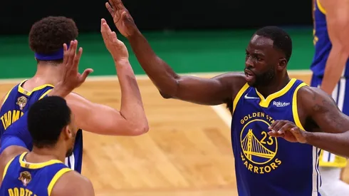 Klay Thompson and Draymond Green of the Golden State Warriors
