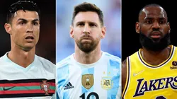 Cristiano Ronaldo, Lionel Messi, and LeBron James
