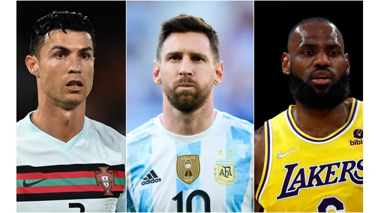 Cristiano Ronaldo, Lionel Messi, and LeBron James