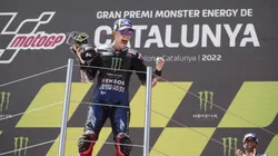 Fabio Quartararo celebrates his victory in the GP of Catalunya