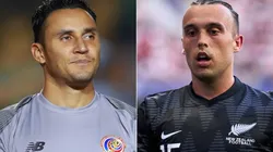 Keylor Navas of Costa Rica and Clayton Lewis of New Zealand.
