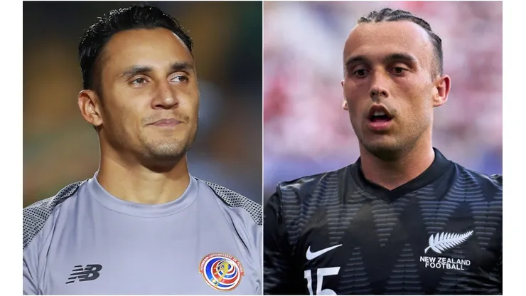 Keylor Navas of Costa Rica and Clayton Lewis of New Zealand.