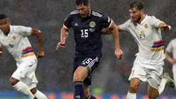 Scott McKenna of Scotland controls the ball during the match between Scotland and Armenia