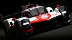 The Toyota Gazoo Racing Toyota GR010 Hybrid of Mike Conway, Kamui Kobayashi, and Jose Maria Lopez