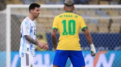 Lionel Messi of Argentina and Neymar Jr. of Brazil