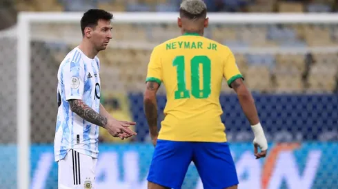 Lionel Messi of Argentina and Neymar Jr. of Brazil
