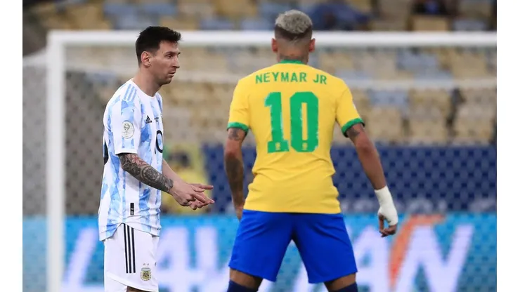 Lionel Messi of Argentina and Neymar Jr. of Brazil