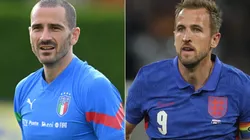 Leonardo Bonucci of Italy and Harry Kane of England