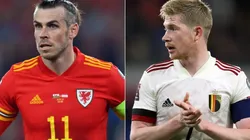 Gareth Bale of Wales and Kevin De Bruyne of Belgium