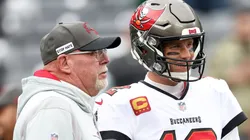 Bruce Arians (left) and Tom Brady.